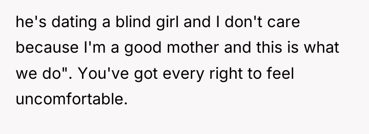 he's dating a blind girl and I don't care because...