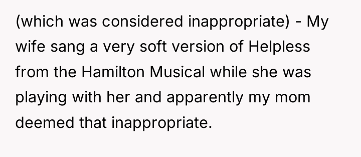 (which was considered inappropriate) - My wife sang a very...