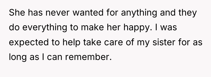 She has never wanted for anything and they do everything...