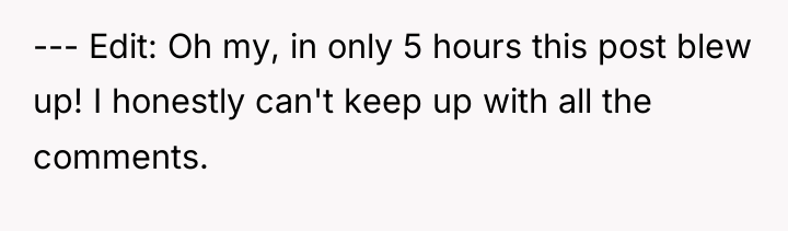 --- Edit: Oh my, in only 5 hours this post...