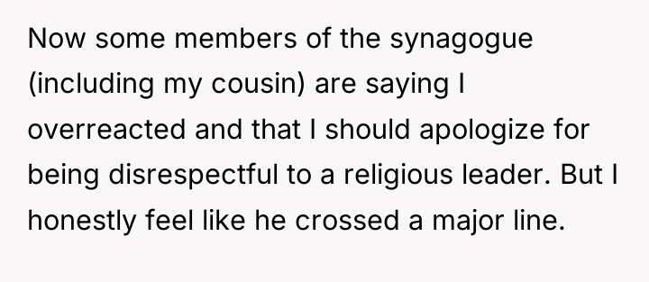 Now some members of the synagogue (including my cousin) are...