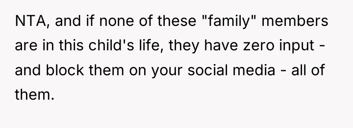 NTA, and if none of these "family" members are in...