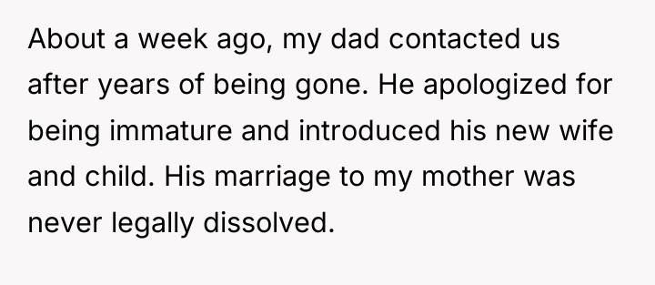 About a week ago, my dad contacted us after years...