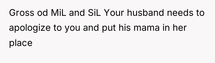 Gross od MiL and SiL Your husband needs to apologize...
