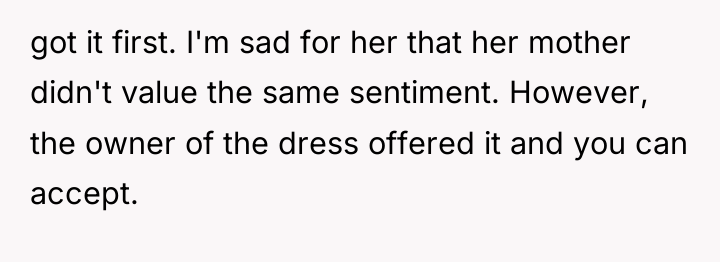 got it first. I'm sad for her that her mother...