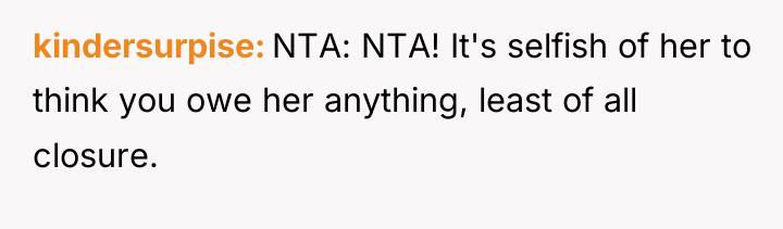 kindersurpise NTA: NTA! It's selfish of her to think you...