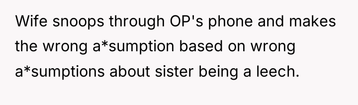 Wife snoops through OP's phone and makes the wrong a*sumption...