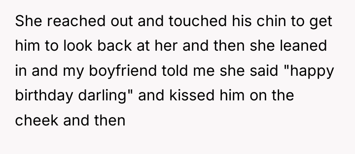 She reached out and touched his chin to get him...