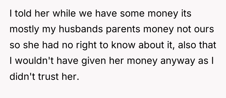 I told her while we have some money its mostly...