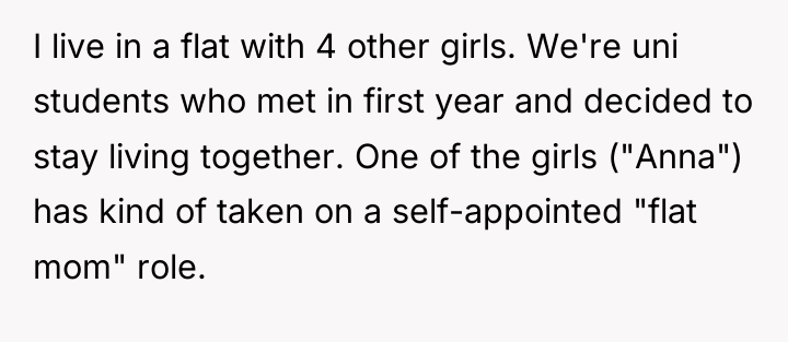 I live in a flat with 4 other girls. We're...