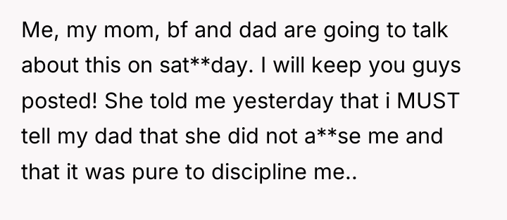 Me, my mom, bf and dad are going to talk...