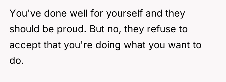 You've done well for yourself and they should be proud....