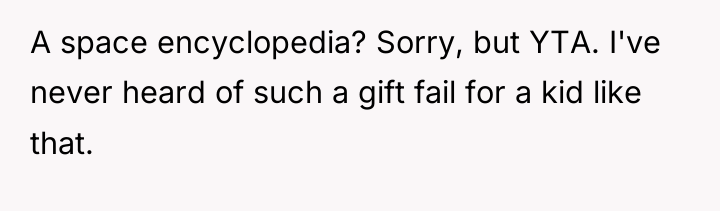 A space encyclopedia? Sorry, but YTA. I've never heard of...