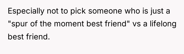 Especially not to pick someone who is just a "spur...