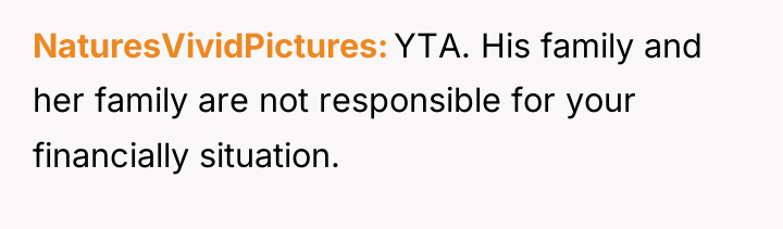 NaturesVividPictures YTA. His family and her family are not responsible...