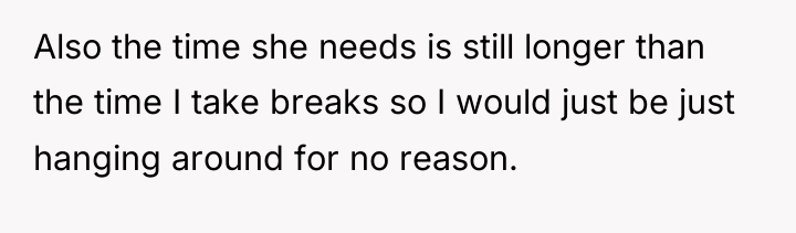 Also the time she needs is still longer than the...