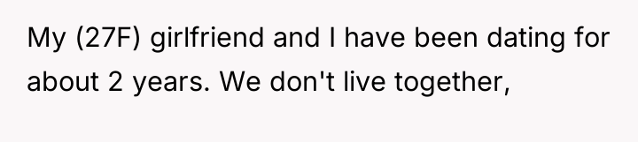 My (27F) girlfriend and I have been dating for about...