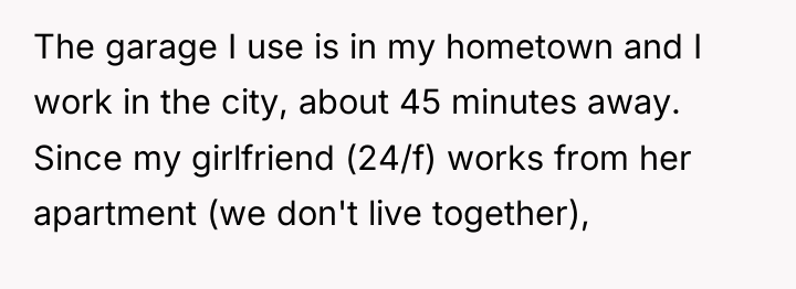 The garage I use is in my hometown and I...