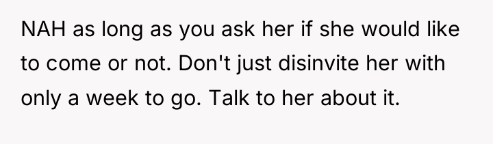NAH as long as you ask her if she would...