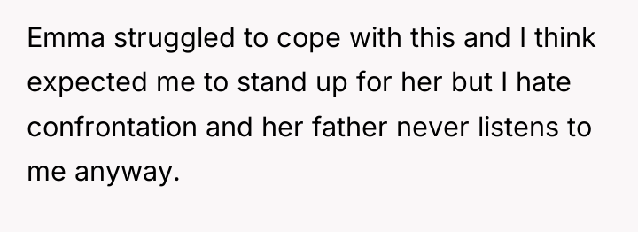 Emma struggled to cope with this and I think expected...