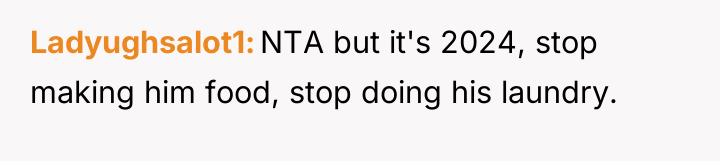 Ladyughsalot1 NTA but it's 2024, stop making him food, stop...