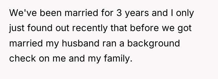 We've been married for 3 years and I only just...