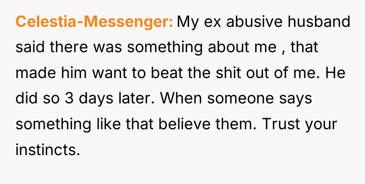 Celestia-Messenger My ex abusive husband said there was something about...