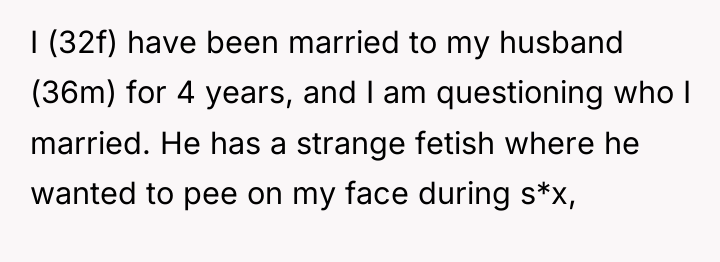 I (32f) have been married to my husband (36m) for...