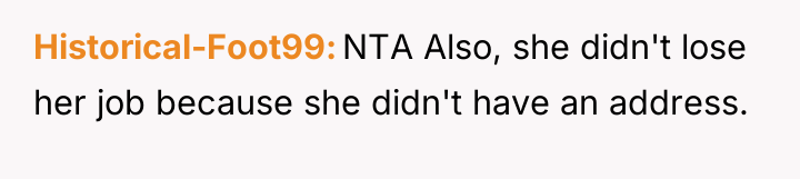 Historical-Foot99 NTA Also, she didn't lose her job because she...