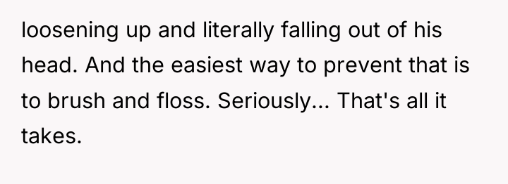 loosening up and literally falling out of his head. And...