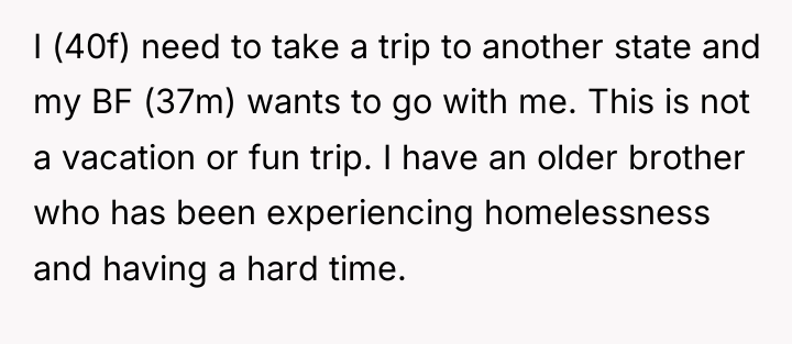 I (40f) need to take a trip to another state...