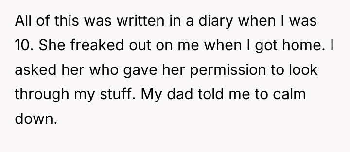 All of this was written in a diary when I...