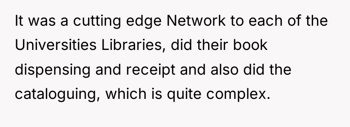 It was a cutting edge Network to each of the...