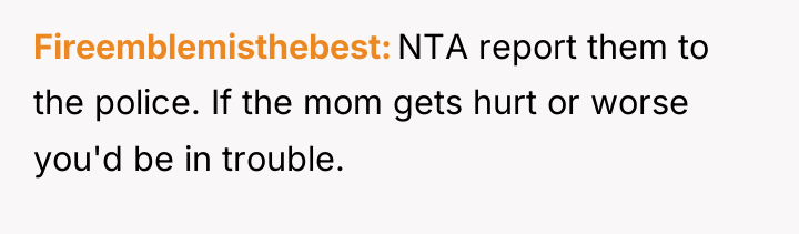 Fireemblemisthebest NTA report them to the police. If the mom...