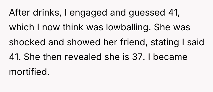 After drinks, I engaged and guessed 41, which I now...