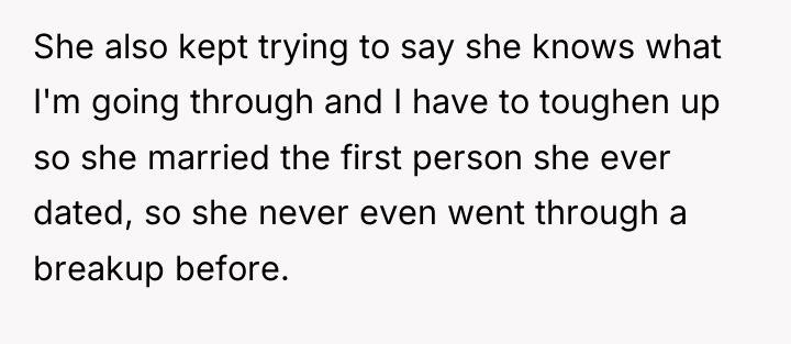 She also kept trying to say she knows what I'm...