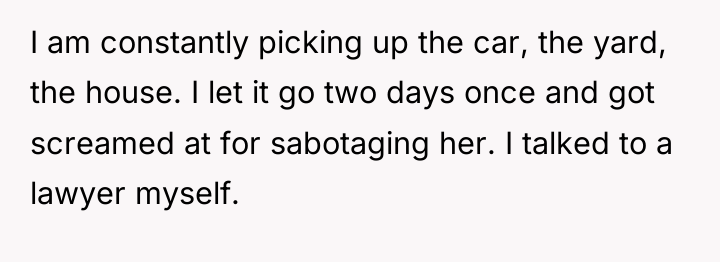 I am constantly picking up the car, the yard, the...