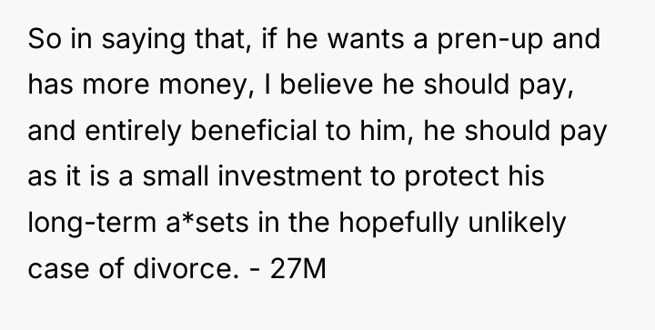 So in saying that, if he wants a pren-up and...