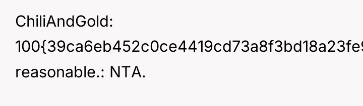 ChiliAndGold 100{39ca6eb452c0ce4419cd73a8f3bd18a23fe95ab4febb092bc2ab1b542eeea82f} reasonable.: NTA.