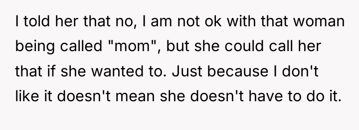 I told her that no, I am not ok with...