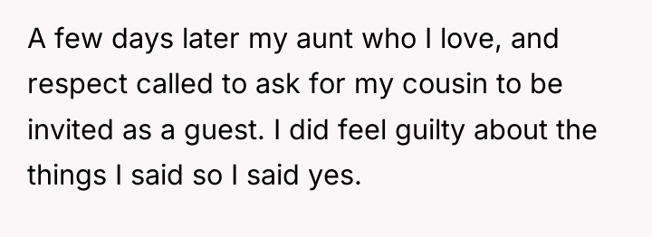 A few days later my aunt who I love, and...