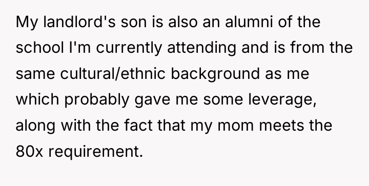 My landlord's son is also an alumni of the school...