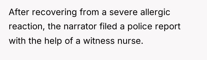 After recovering from a severe allergic reaction, the narrator filed...