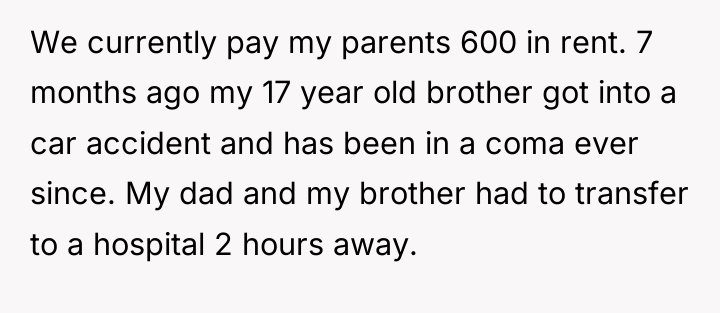 We currently pay my parents 600 in rent. 7 months...