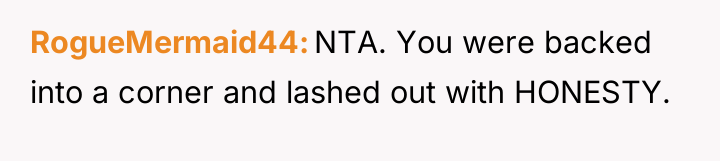 RogueMermaid44 NTA. You were backed into a corner and lashed...