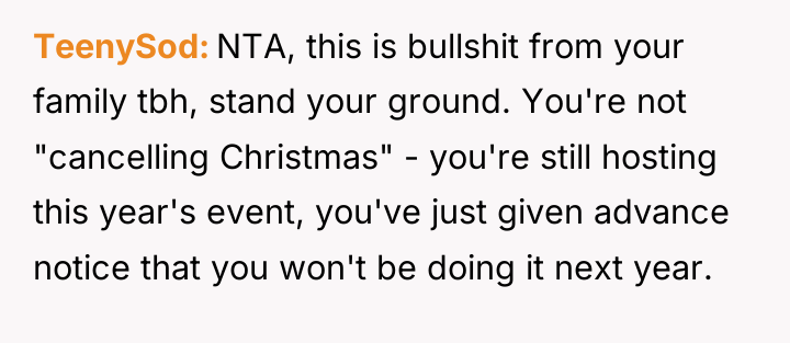TeenySod NTA, this is bullshit from your family tbh, stand...