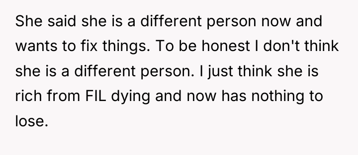 She said she is a different person now and wants...