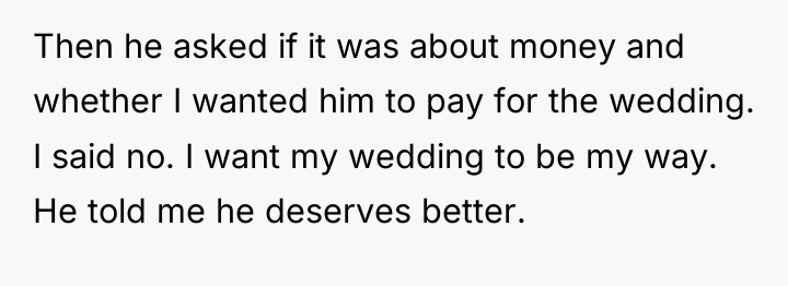 Then he asked if it was about money and whether...