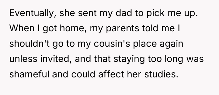 Eventually, she sent my dad to pick me up. When...