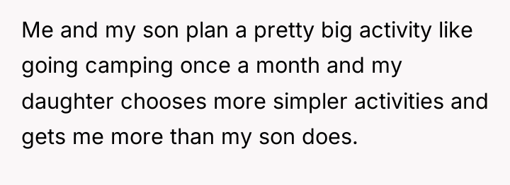 Me and my son plan a pretty big activity like...